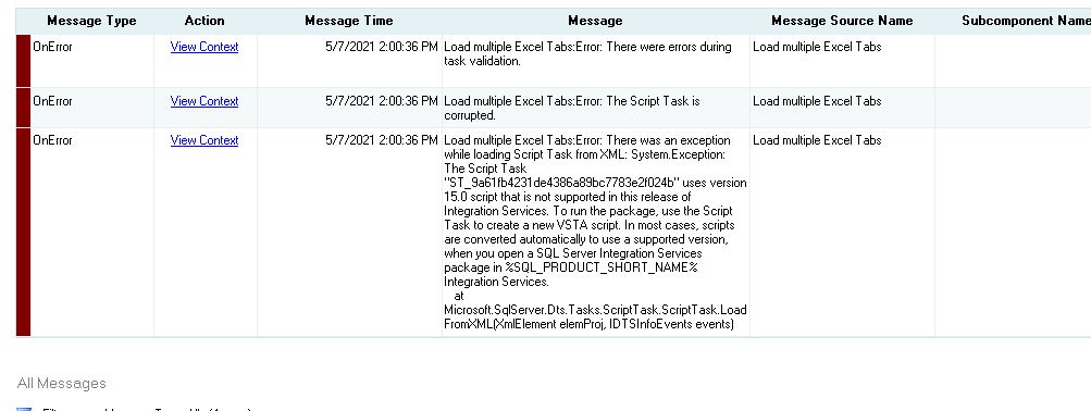 SSIS: The Script Task “xxxx” uses 15.0 script is supported in this release of Integration Services – Jim Salasek's SQL Server Blog